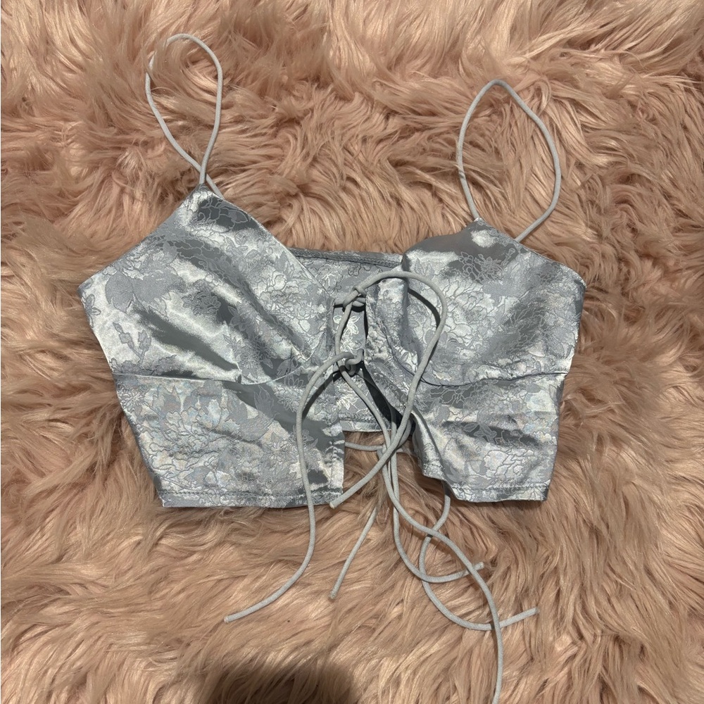 Blue cut out top